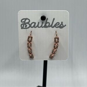 Gold Chain Link Earrings Crystal